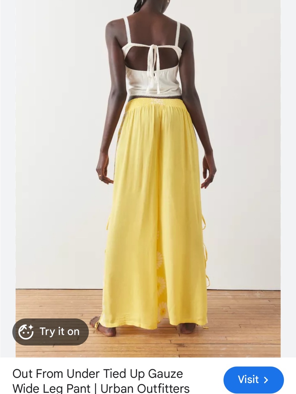 Urban Outfitters Yellow Wide Leg Daisy Print Pants - Picture 3 of 4